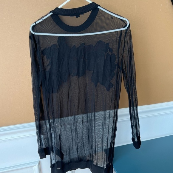 All Saints Keela Sweat Dress Black Sheer Floral Appliqué Size S Feminine Boho - Picture 8 of 8